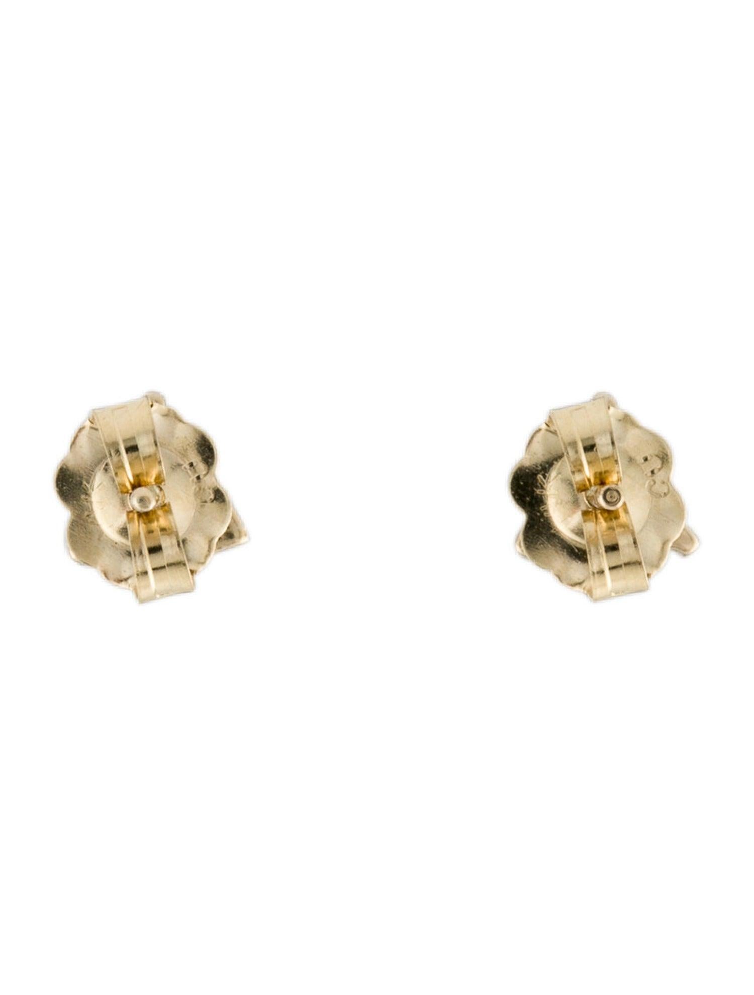 Round Cut 14K Yellow Gold 0.24 Carat Diamond 3 Stone Earrings For Sale