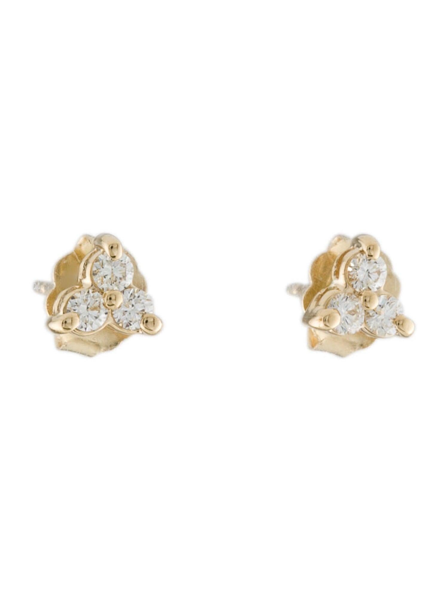 14K Yellow Gold 0.24 Carat Diamond 3 Stone Earrings In New Condition For Sale In Great neck, NY