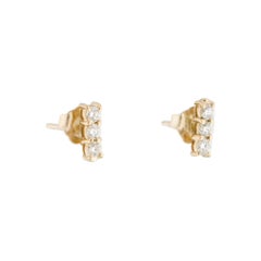 14 Karat Yellow Gold 0.24 Carat Diamond Bar Stud Earrings