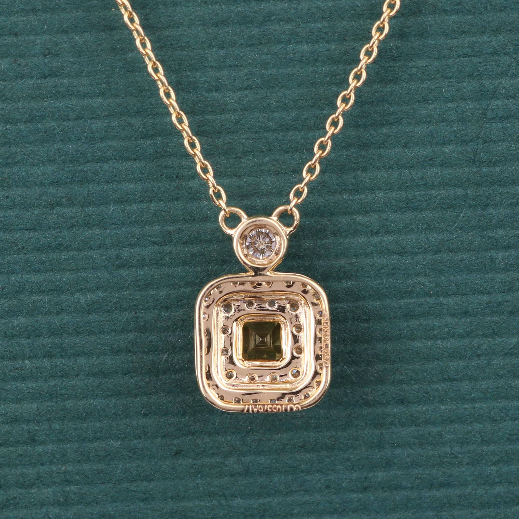 Modern 14K Yellow Gold 0.247 Ctw Natural Diamond, 0.232 Ctw Citrine Charm Necklaces For Sale
