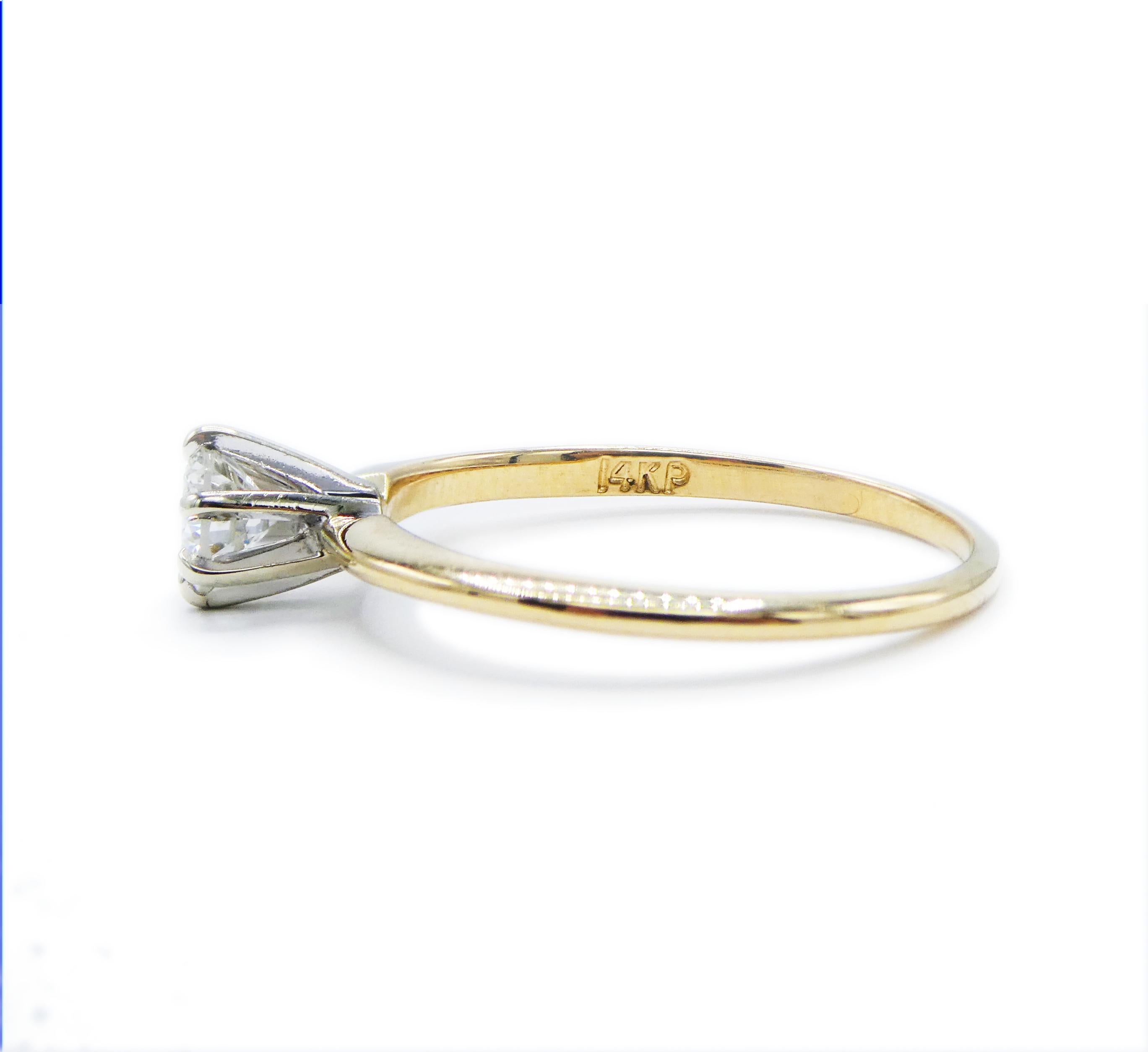 Contemporary 14 Karat Yellow Gold 0.25 Carat Round Brilliant Cut Diamond Solitaire Ring