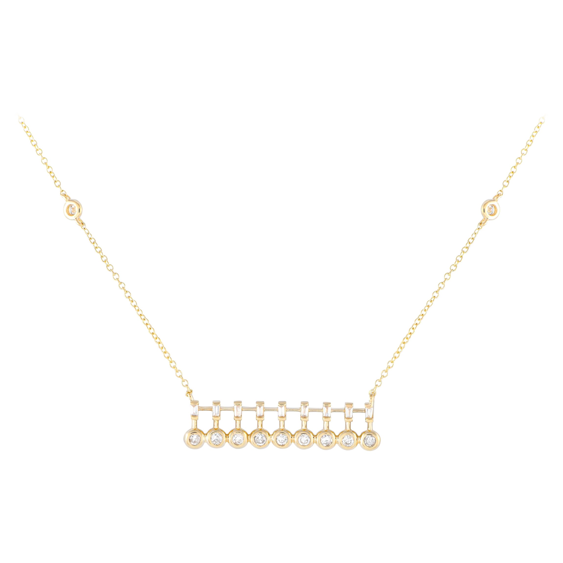 Collar de barra de diamantes de 0,25 ct en oro amarillo de 14 quilates en venta
