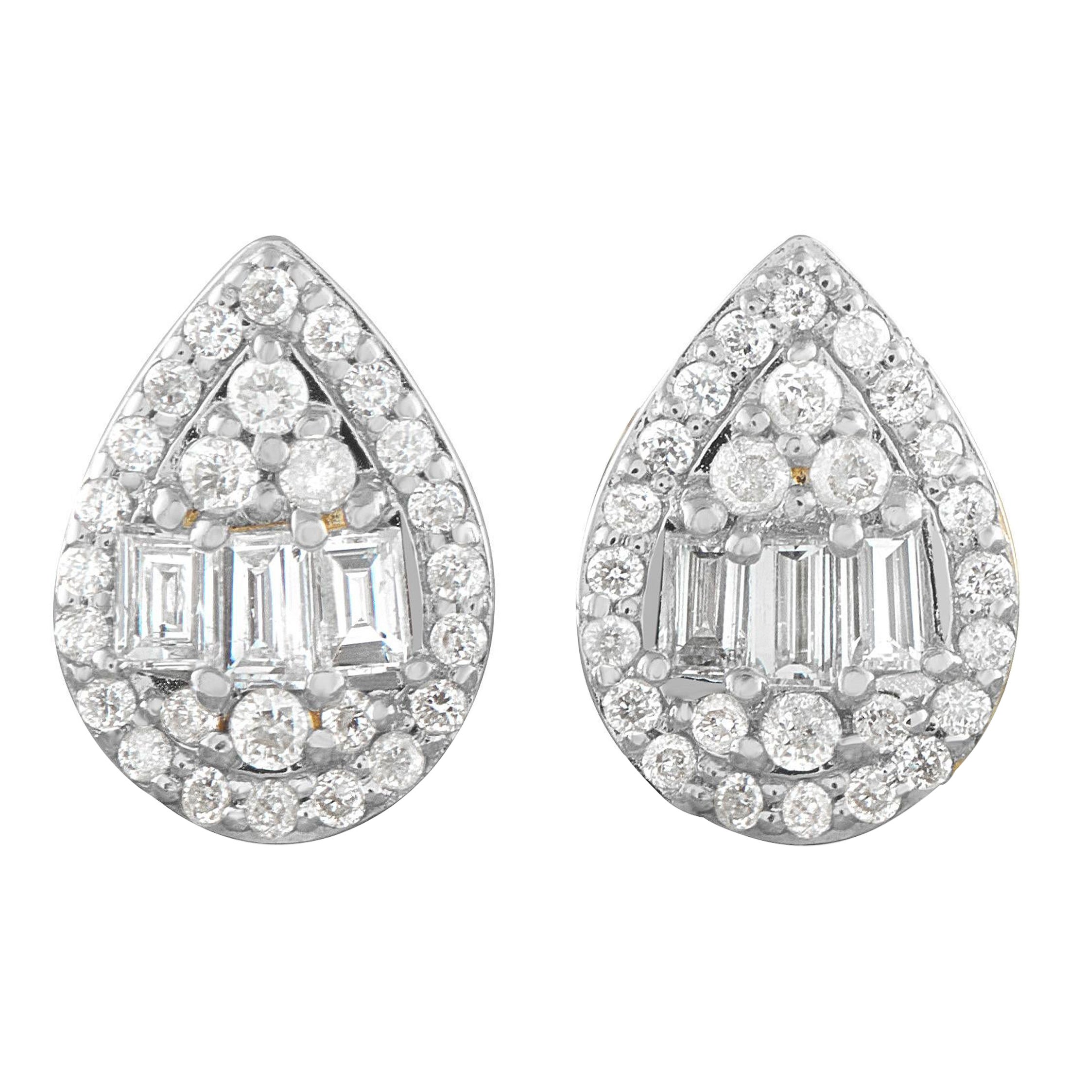 14K Yellow Gold 0.25ct Diamond Cluster Pear Stud Earrings ER29497-Y