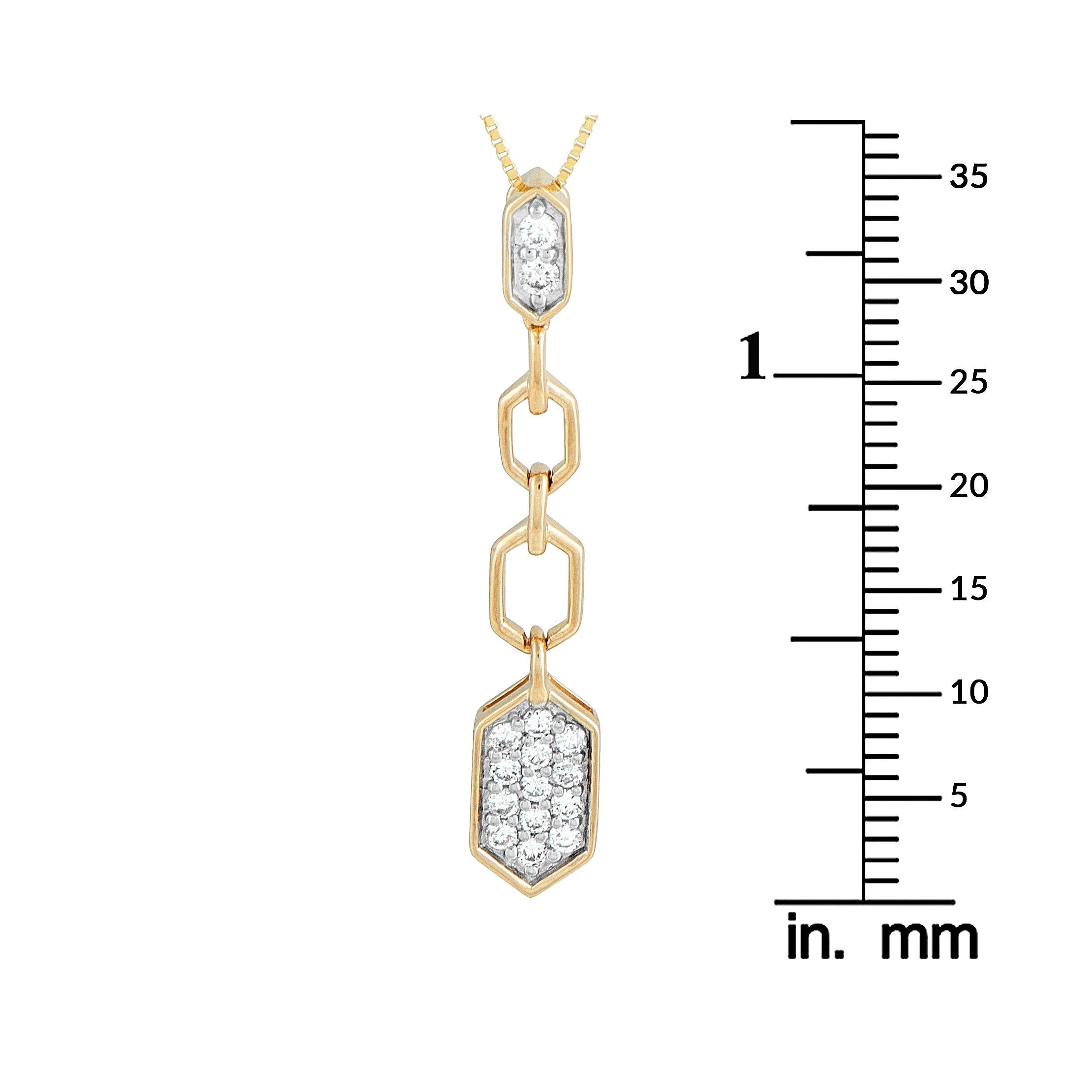 14K Yellow Gold 0.25ct Diamond Hexagon Necklace PN16342 Neuf - En vente à Southampton, PA