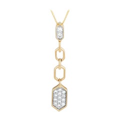 14K Yellow Gold 0.25ct Diamond Hexagon Necklace PN16342