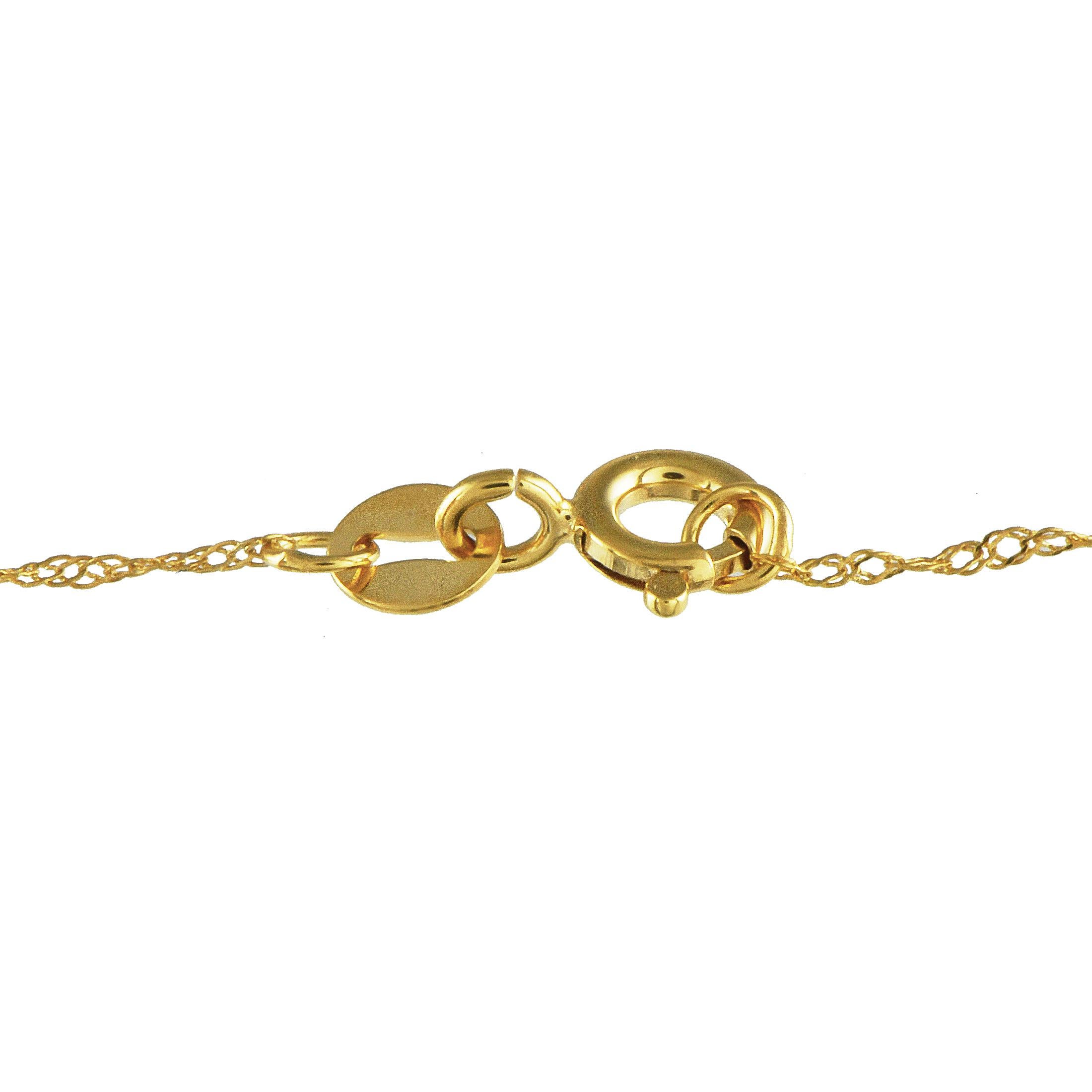 Round Cut 14K Yellow Gold 0.25ct Diamond Pendant Necklace For Sale