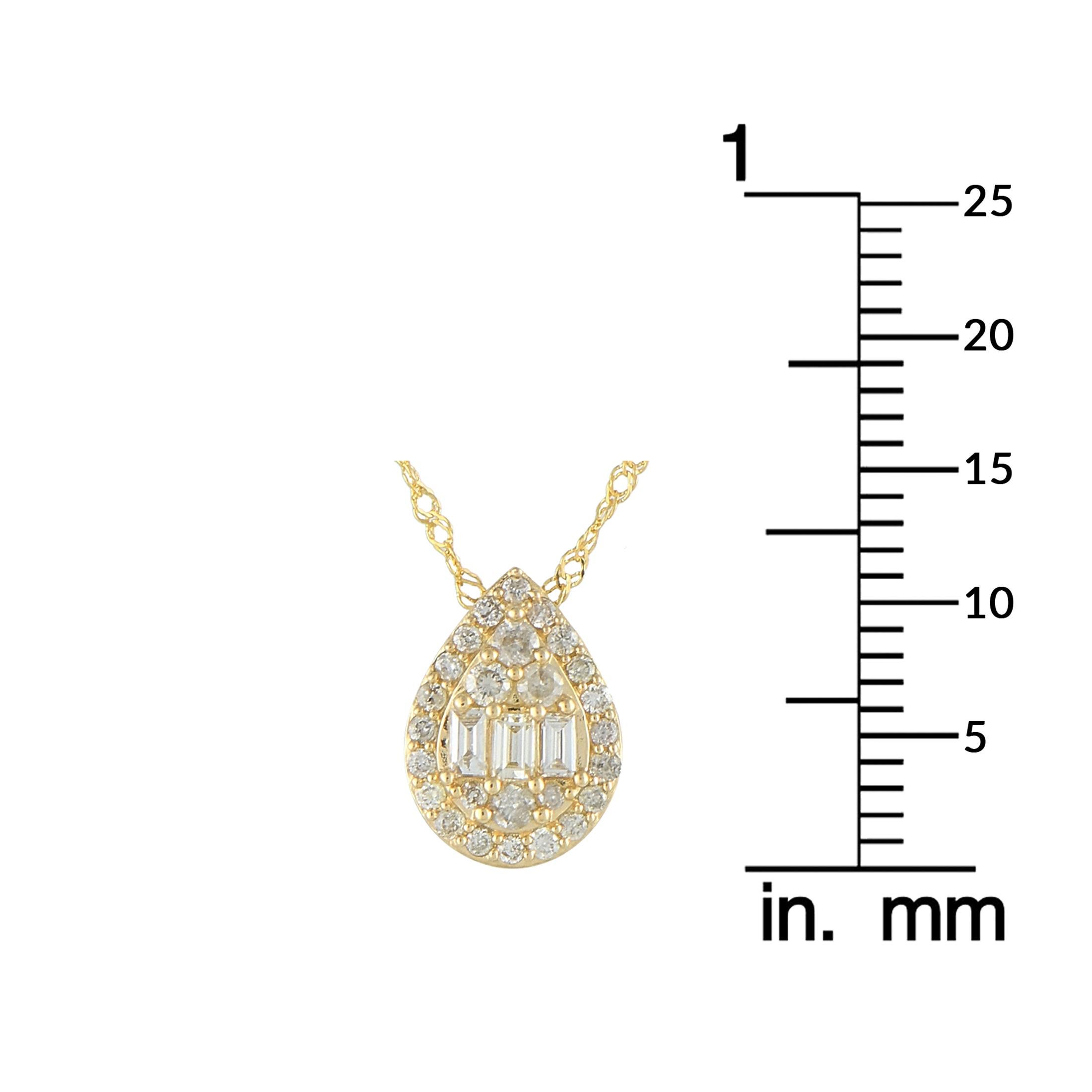 14K Yellow Gold 0.25ct Diamond Pendant Necklace In Excellent Condition For Sale In Southampton, PA