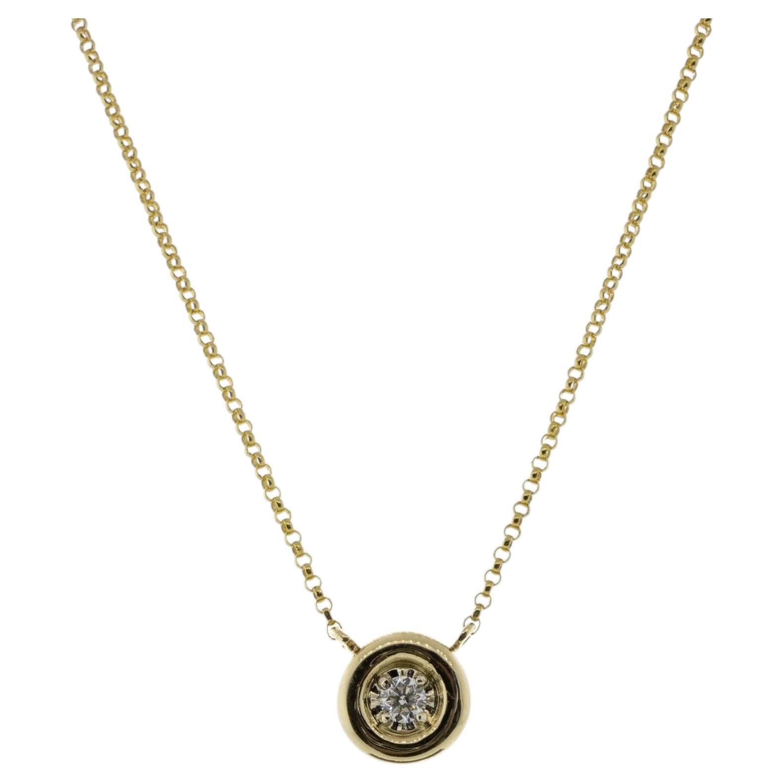 14K Yellow Gold 0.25ct Diamond Pendant Station Necklace