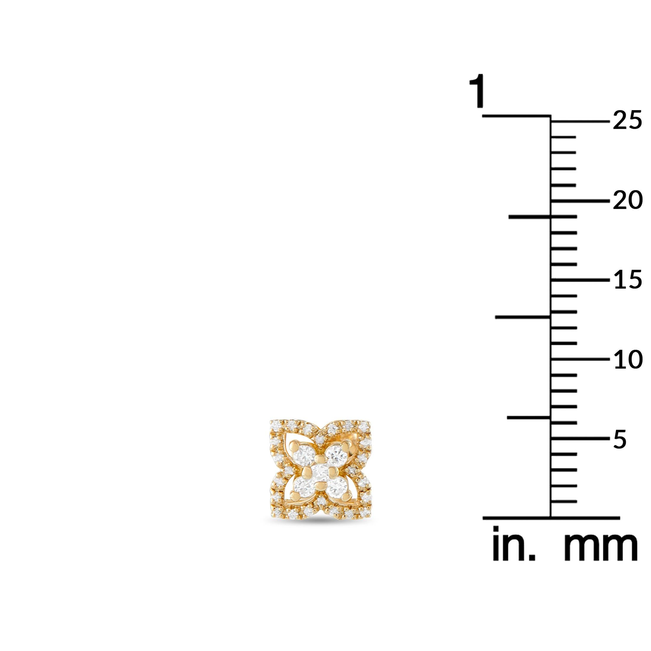 14K Yellow Gold 0.25ct Diamond Quatrefoil Stud Earrings ER29885-Y In New Condition For Sale In Southampton, PA
