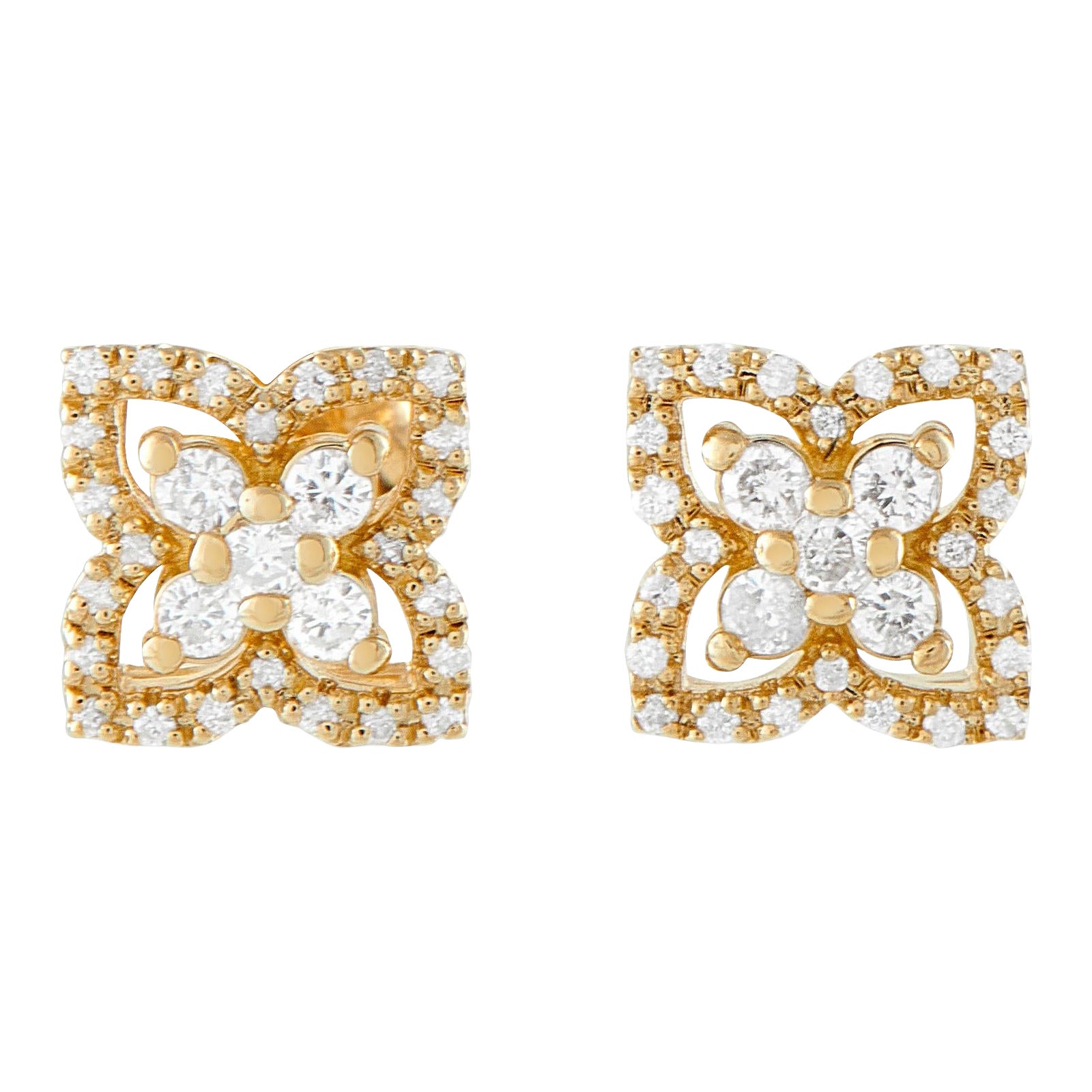 14K Yellow Gold 0.25ct Diamond Quatrefoil Stud Earrings ER29885-Y