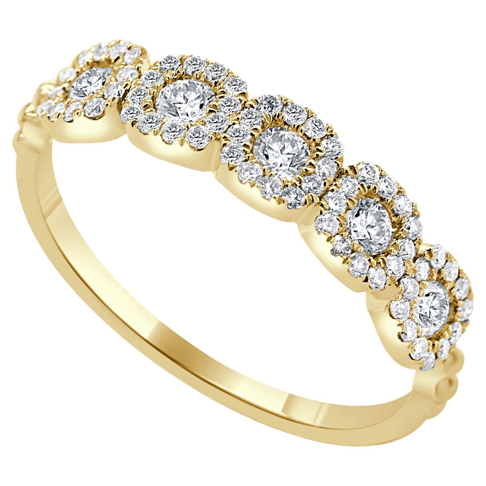 Bague en or jaune 14 carats avec diamants de 0,25 carat pour elle en vente
