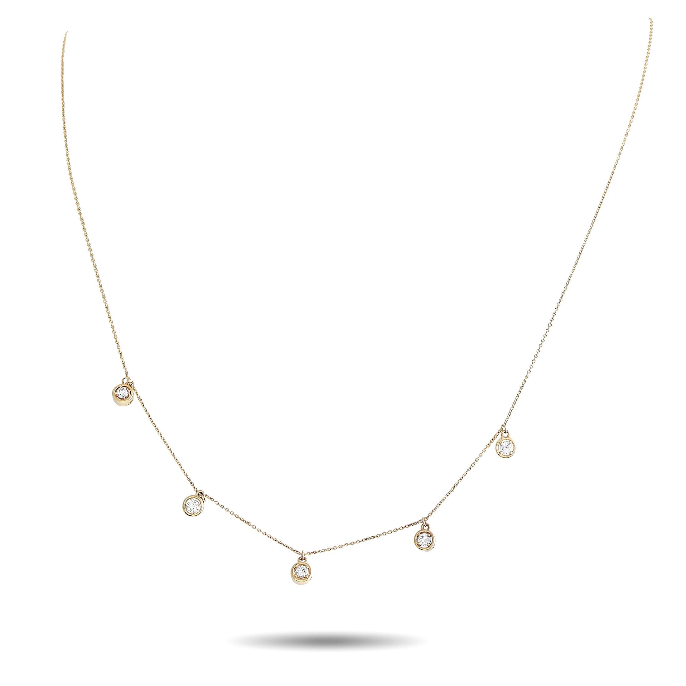 14K Yellow Gold 0.25ct Diamond Station Necklace NK01459-Y In New Condition For Sale In Southampton, PA