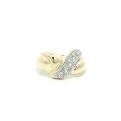 14k Yellow Gold 0.25ctw Pave Diamond Center 12.4mm Wide Band Ring
