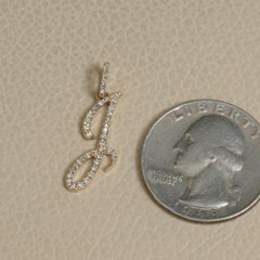 14K Yellow Gold 0.26 CT Natural Diamond Cursive Script Initial J Letter Pendant