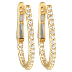 14K Yellow Gold 0.26ct Diamond Inside-Out Hoop Earrings EH4-10257Y