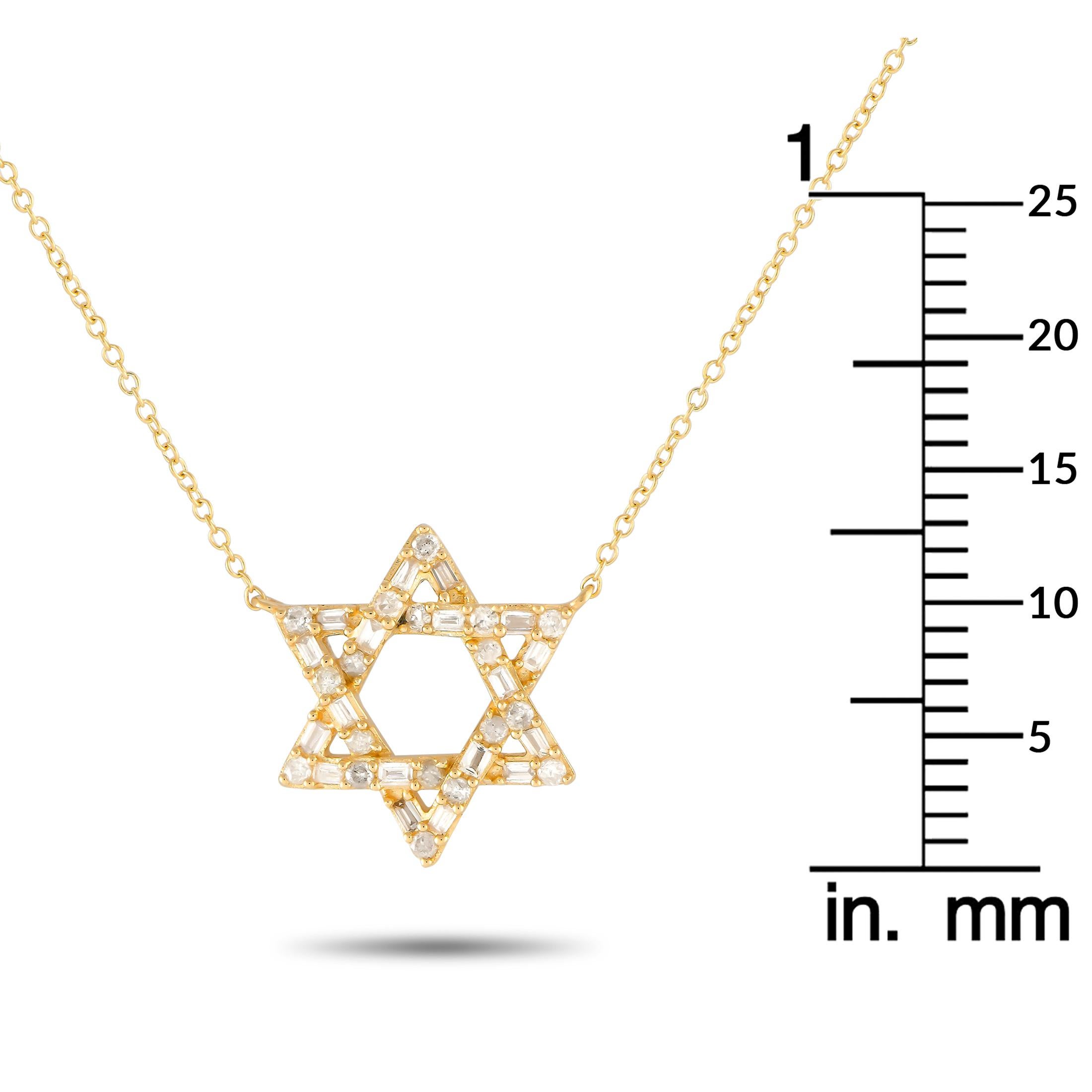 14K Yellow Gold 0.28ct Diamond Star of David Necklace PN15242-Y In New Condition For Sale In Southampton, PA