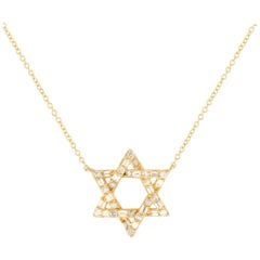 14K Yellow Gold 0.28ct Diamond Star of David Necklace PN15242-Y