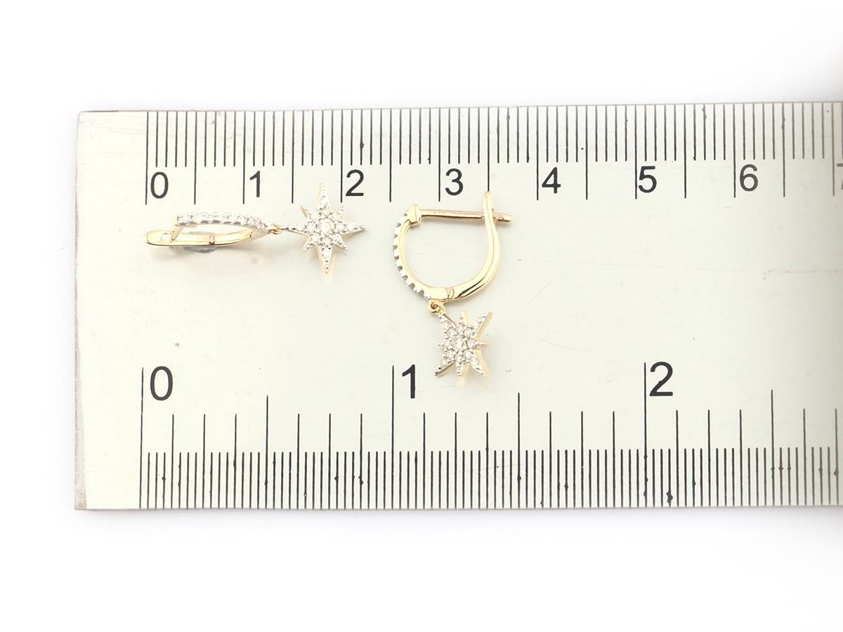 Donna Oro giallo 14K 0,29 Ct. Orecchini a goccia con diamante Pave Starburst in vendita