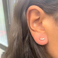 14 Karat Yellow Gold 0.30 Carat Diamond 3-Stone Stud Earrings