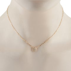 14K Yellow Gold 0.30ct Diamond Cluster Oval Halo Necklace PN16737-Y