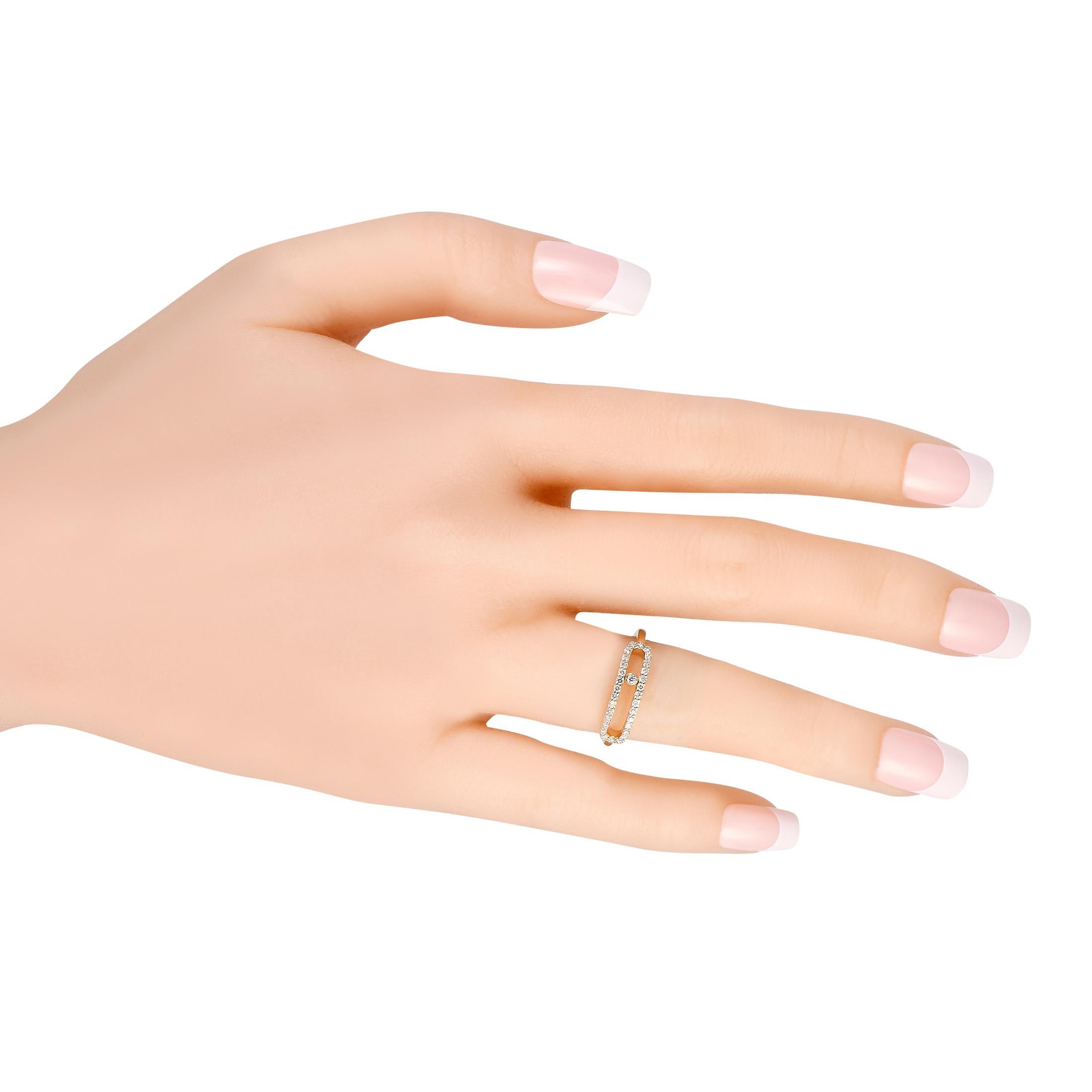Round Cut 14K Yellow Gold 0.30ct Diamond Sliding Ring