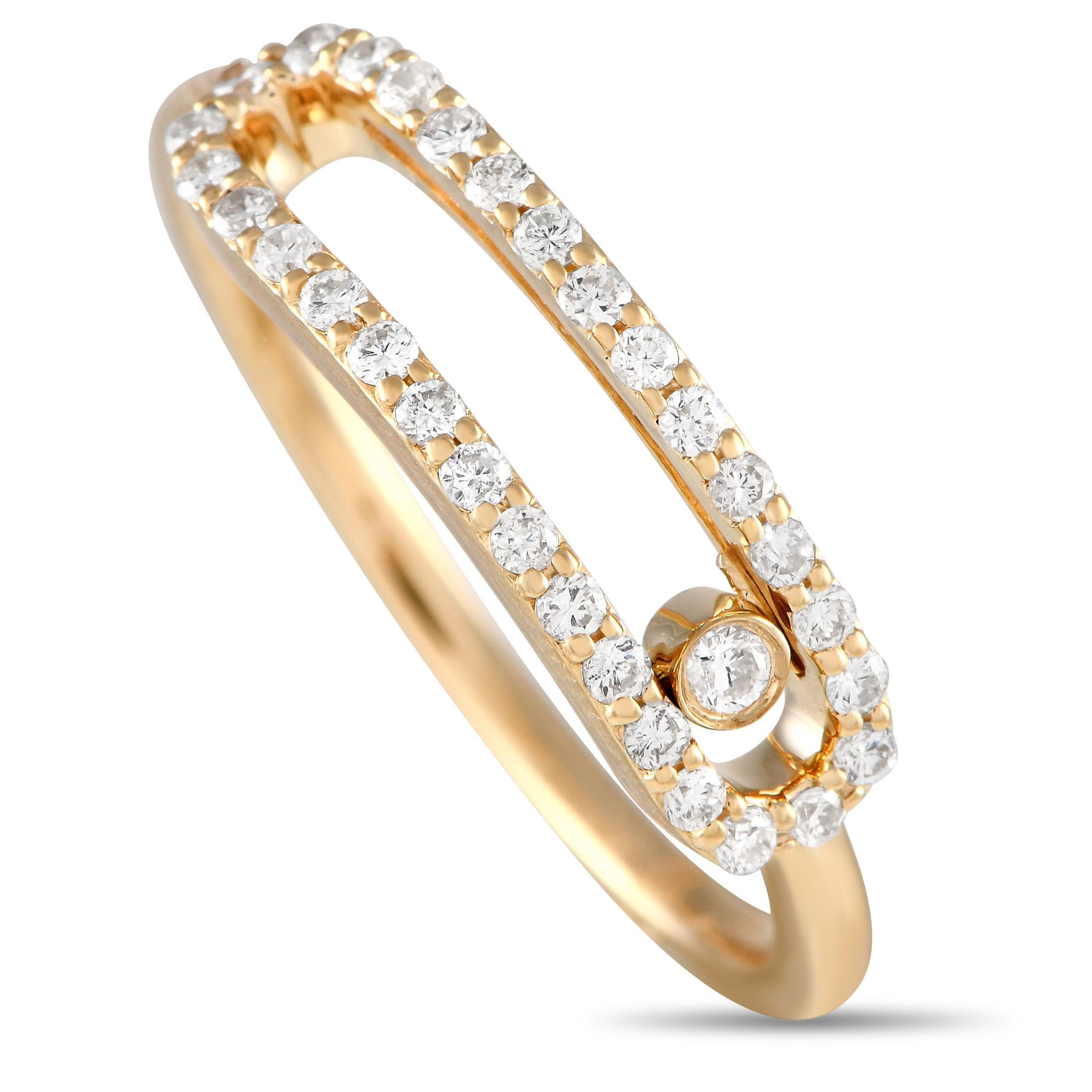 14K Yellow Gold 0.30ct Diamond Sliding Ring In New Condition In Southampton, PA
