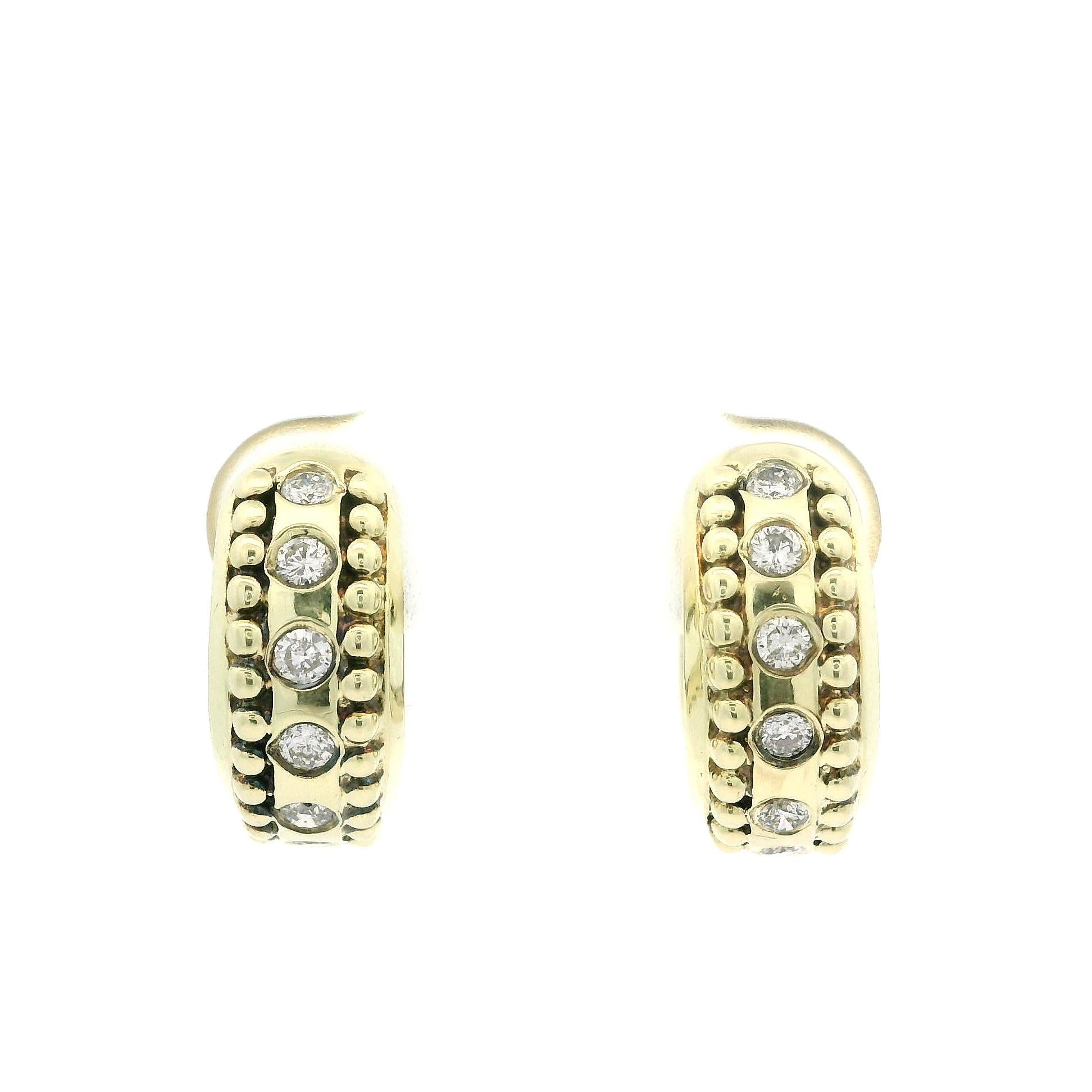 Boucles d'oreilles en or jaune 14k avec perles et diamants (0.30ctw) en vente 3