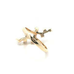 14k Yellow Gold 0.30ctw Fiery Diamond Bypass Leaf Tree Branches Ring