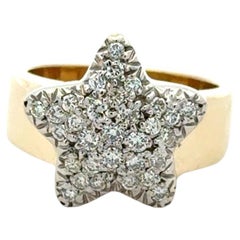 14k Yellow Gold 0.30ctw Pavé Set Diamond Star Ring