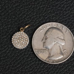 14K Gelbgold 0,31 CT Naturdiamant Vollpflasterscheibe Kreis Medaillon Anhänger