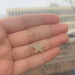 14K Yellow Gold 0.32 Carat Diamond Star Necklace