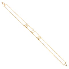 Bracelet en or jaune 14 carats 0.32 CT Natural Diamond Pave "MOM" Letter Station Chain Bracelet