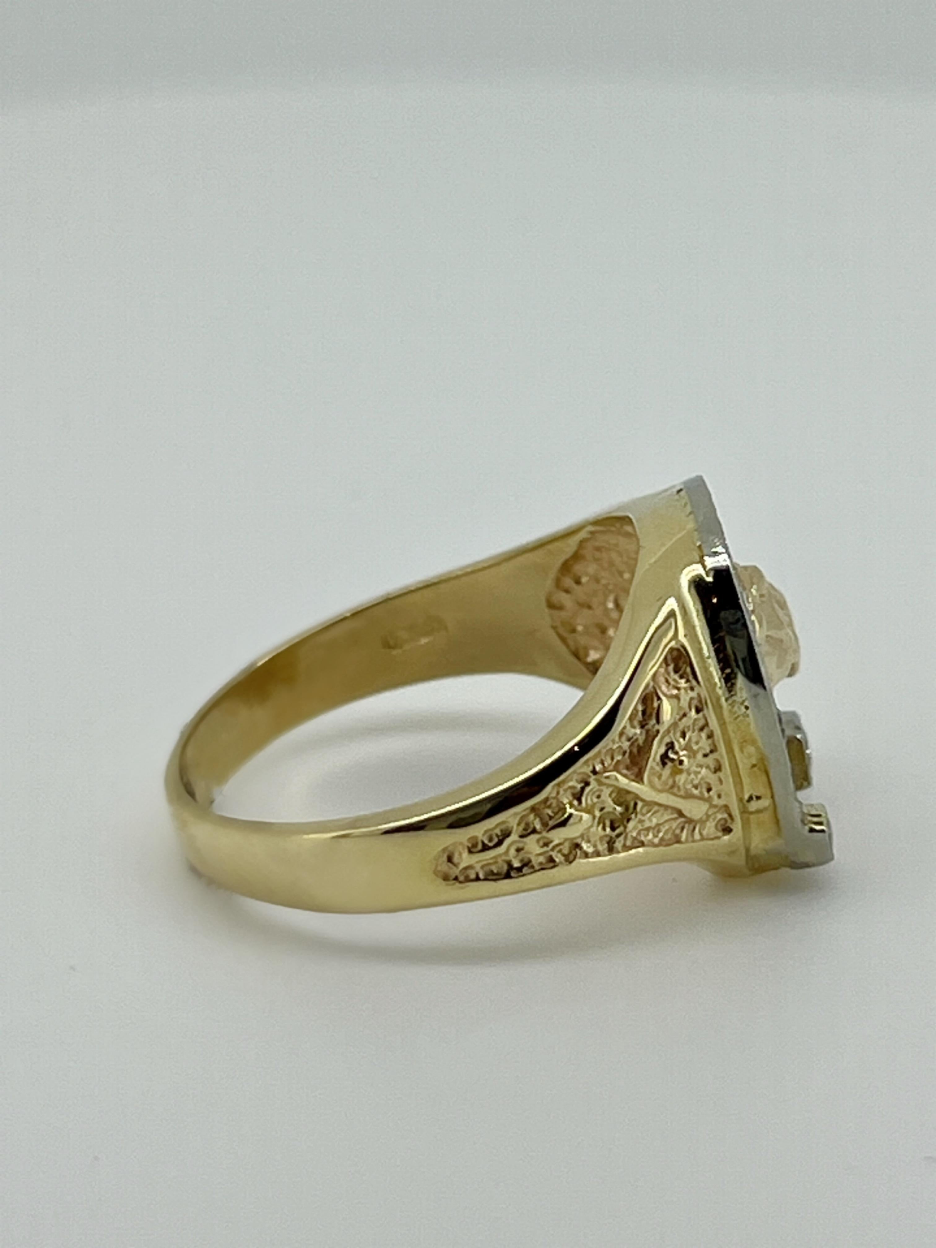 14K Gelbgold & 0,32 Karat Diamant HorseShoe & Horse Signet Herren' / Unisex-Ring im Angebot 1