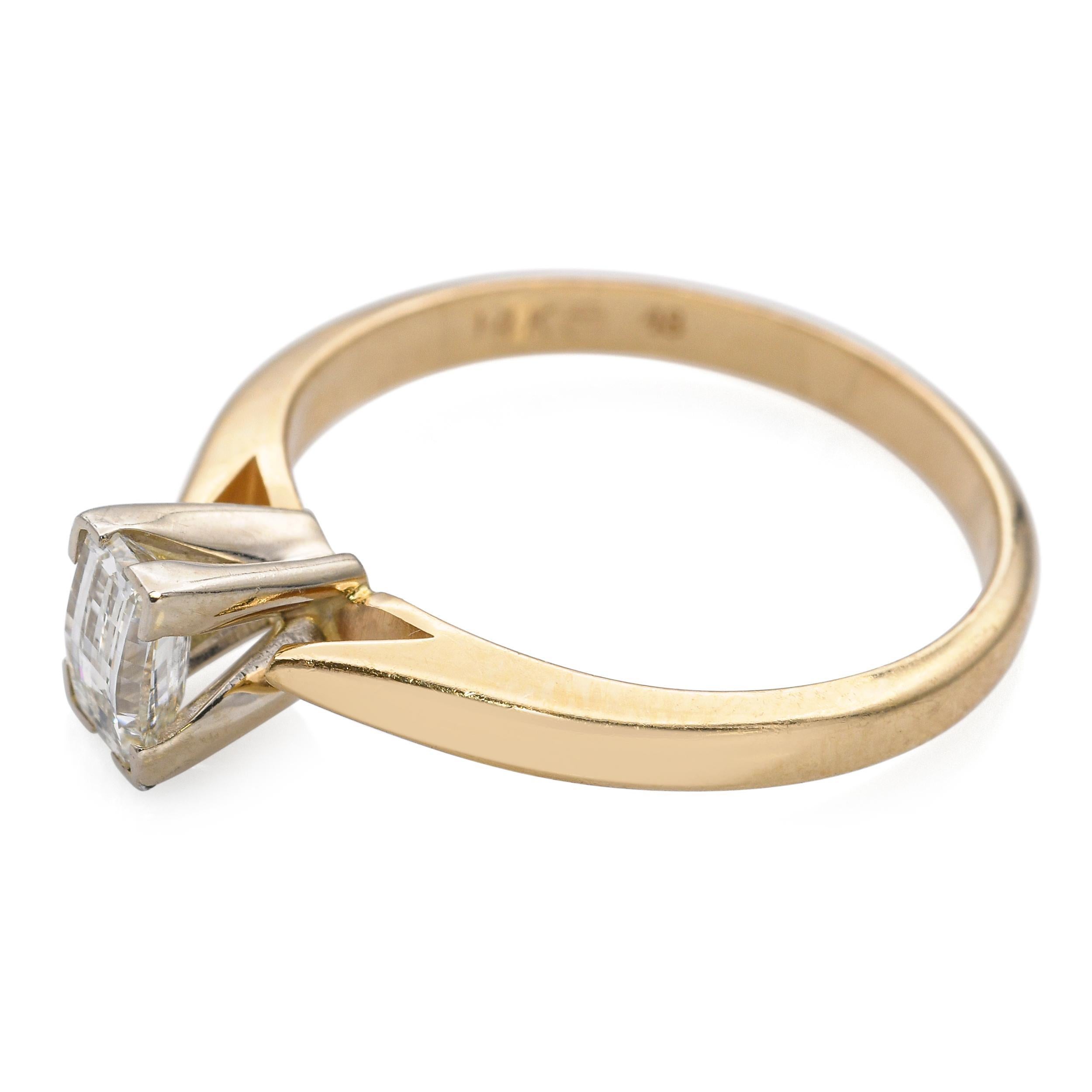 Bague de fiançailles en or jaune 14k 0.33ct Pixel Cut Diamond Pour femmes en vente