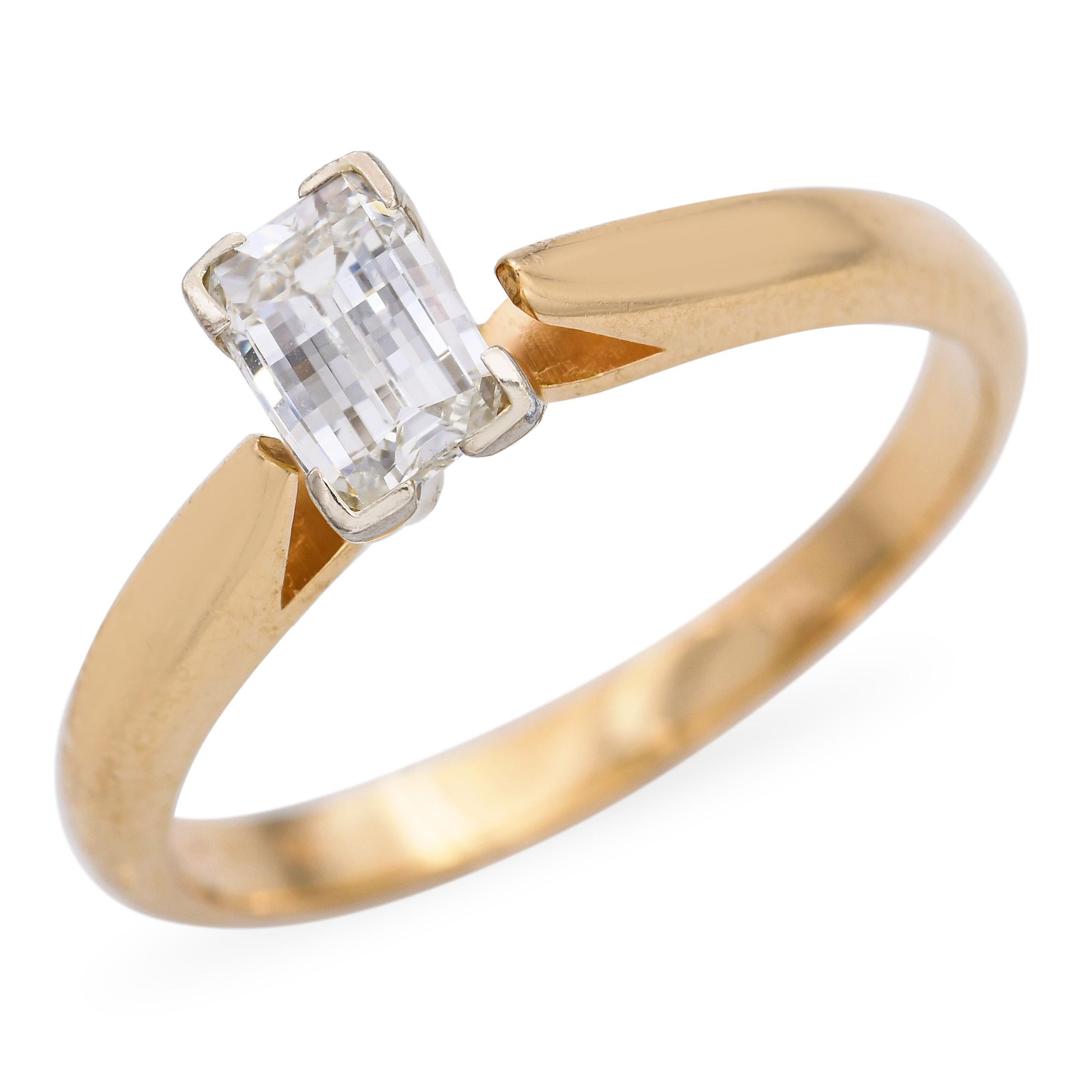 Bague de fiançailles en or jaune 14k 0.33ct Pixel Cut Diamond en vente 2