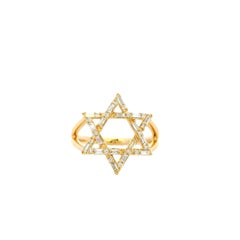 14k Yellow Gold 0.34ctw Mixed Cut Diamonds Star of David Ring