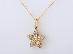 14K Yellow Gold 0.35 Cts Round Cut Diamond Pendant Necklace