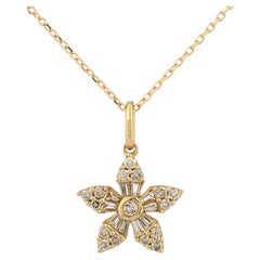 Collier avec pendentif en or jaune 14 carats orné d'un diamant de 0,35 carat à taille ronde