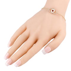 14K Yellow Gold 0.35ct Diamond and Enamel Evil Eye Bracelet BR09494