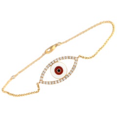 Bracelet Evil Eye en or jaune 14 carats avec diamants 0,35 carat et émail BR09494