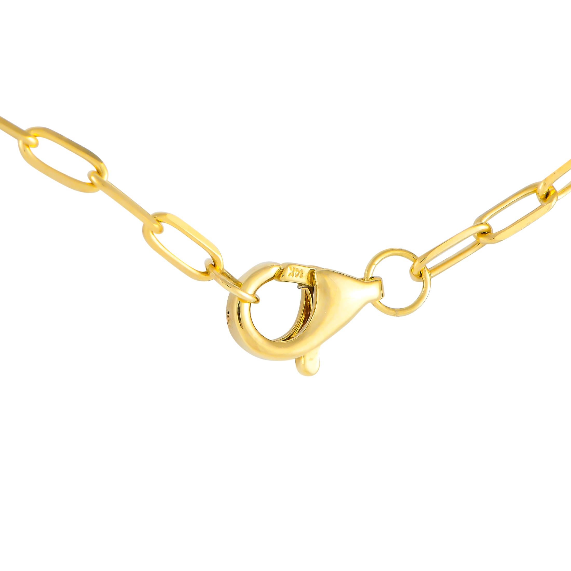 Round Cut 14K Yellow Gold 0.35ct Diamond Link Necklace pn15566-Y