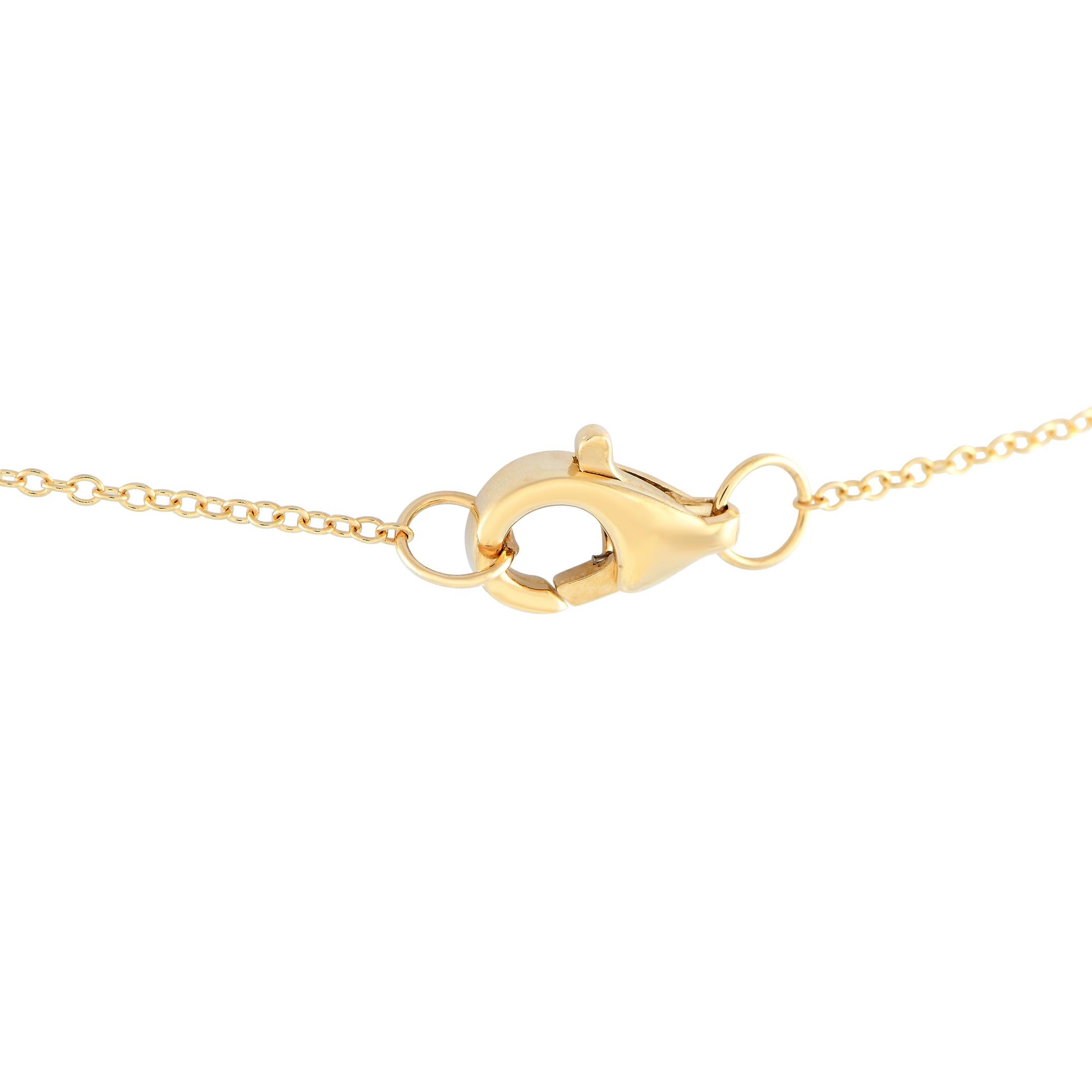 Round Cut 14K Yellow Gold 0.35ct Diamond Pendant Necklace