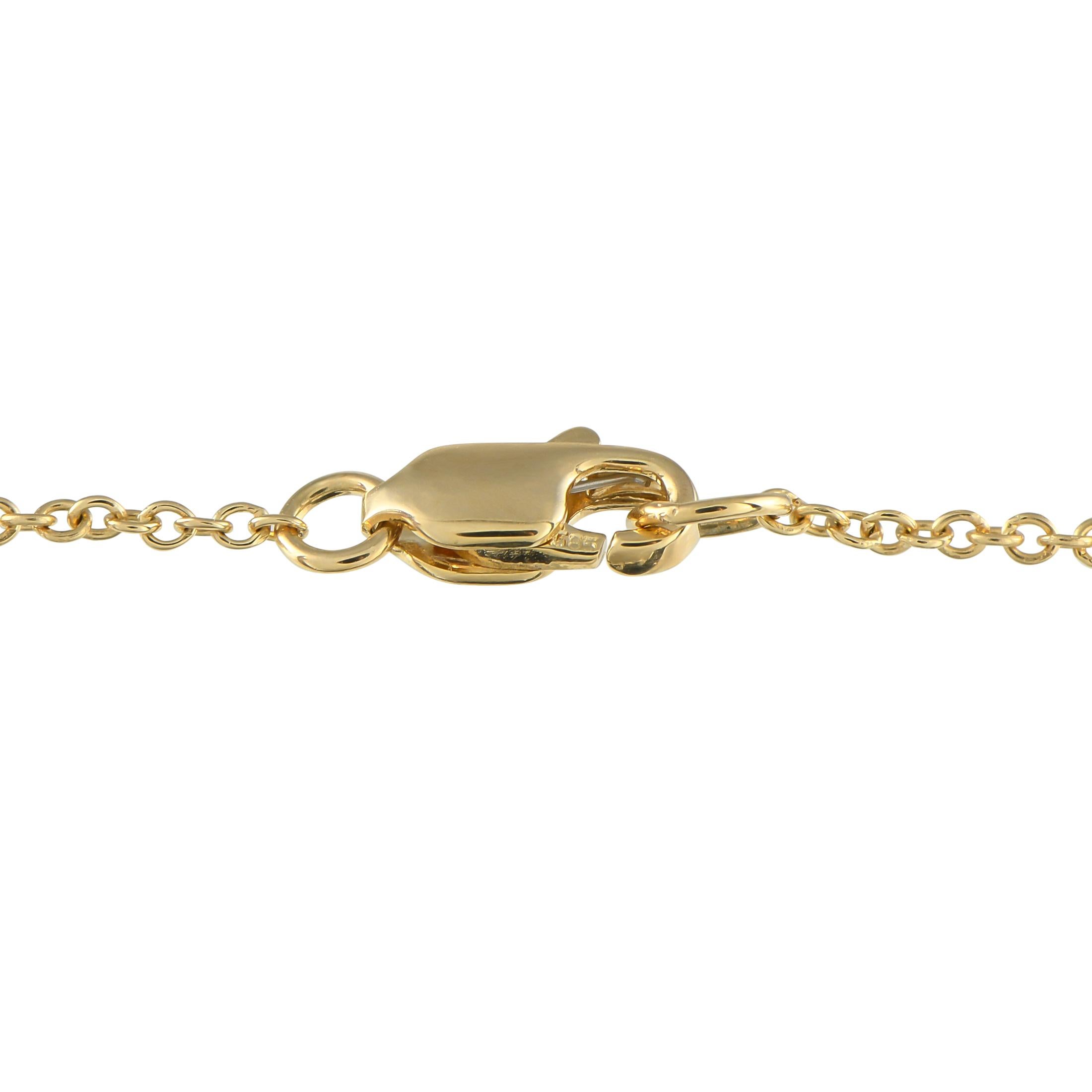 Round Cut 14K Yellow Gold 0.35ct Diamond Pendant Necklace For Sale