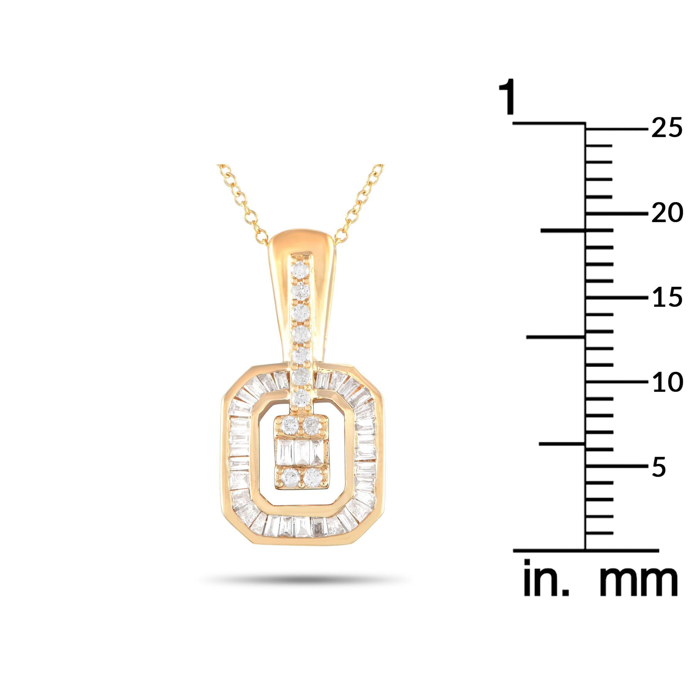 14K Yellow Gold 0.35ct Diamond Pendant Necklace In New Condition In Southampton, PA