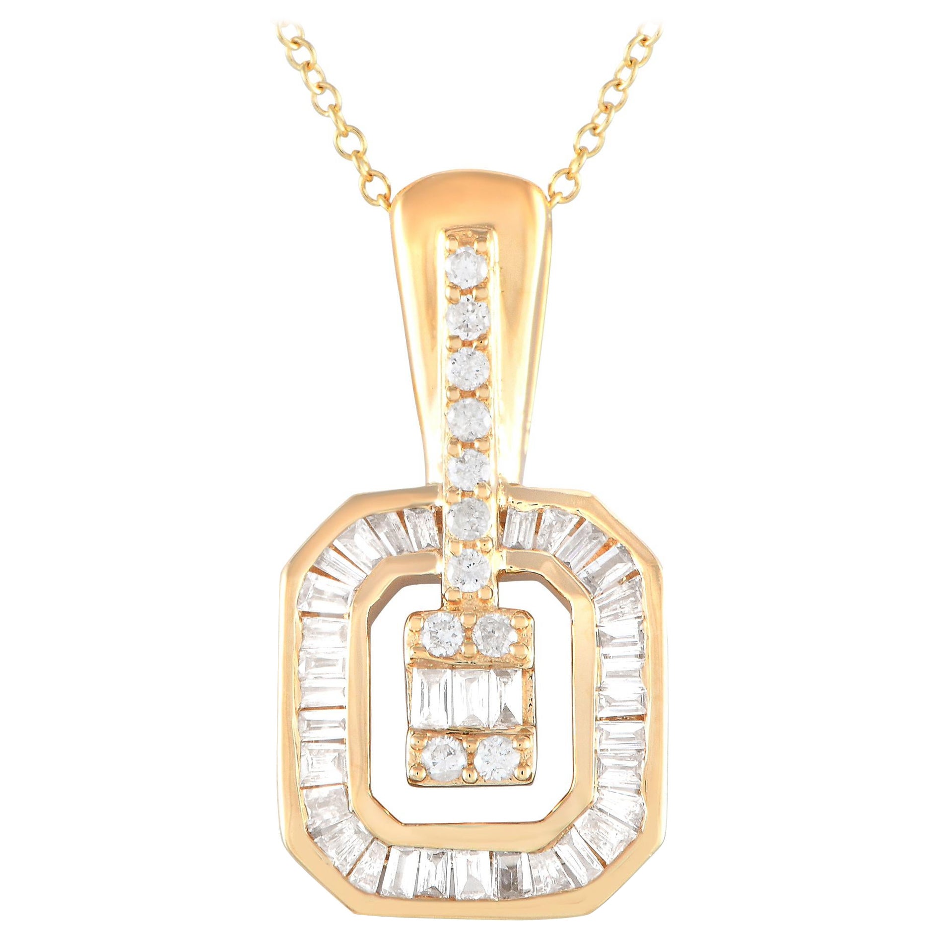 14K Gelbgold 0,35 Karat Diamant-Anhänger-Halskette