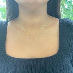 14K Yellow Gold 0.35ct Diamond Station Necklace for Her