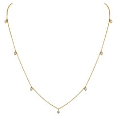 14K Yellow Gold 0.35ct Diamond Station Necklace for Her