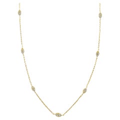 14K Yellow Gold 0.35ct Diamond Station Necklace for Her