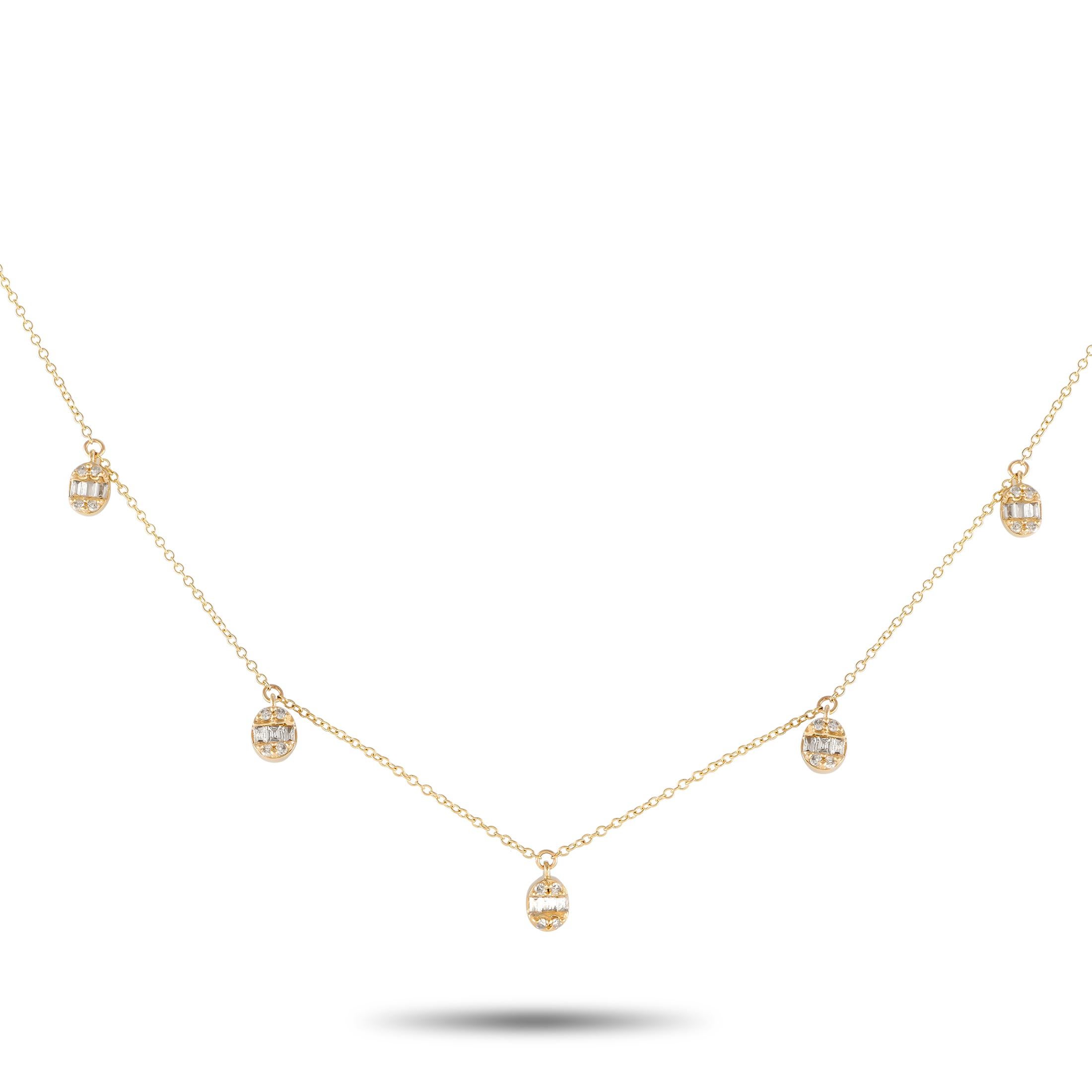 Collier station en or jaune 14 carats avec diamants 0,35 carat Neuf - En vente à Southampton, PA