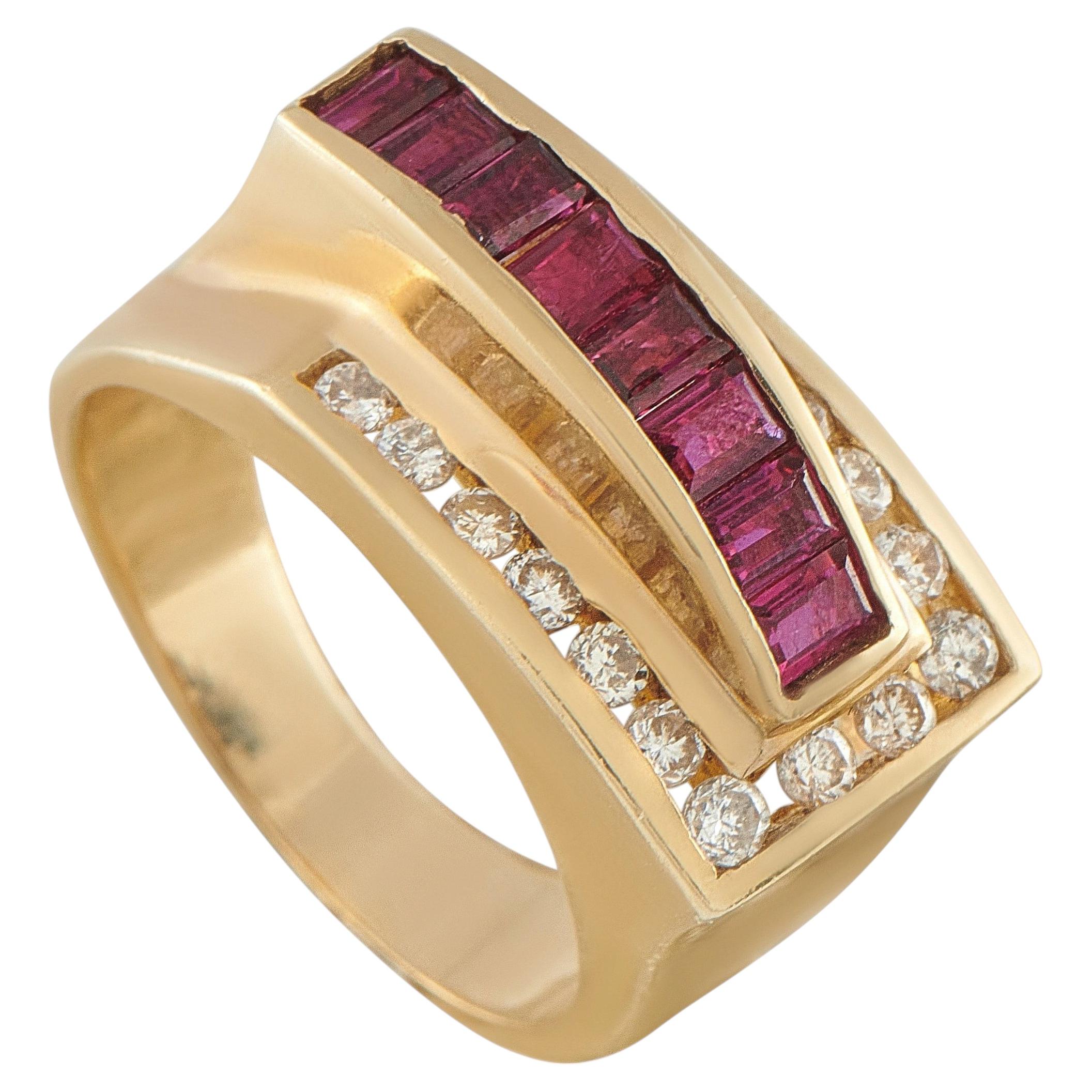 14K Yellow Gold 0.36ct Diamond and Ruby Ring MF27-062526
